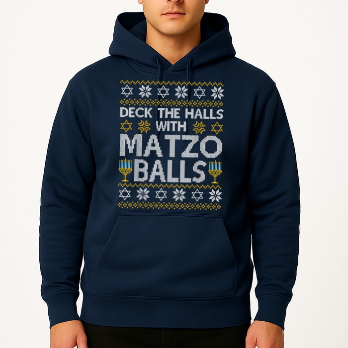 Deck The Halls With Matzo Balls Chanukkah Ugly Hanukkah Hoodie