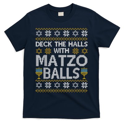 Deck The Halls With Matzo Balls Chanukkah Ugly Hanukkah T-Shirt