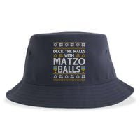 Deck The Halls With Matzo Balls Chanukkah Ugly Hanukkah Sustainable Bucket Hat