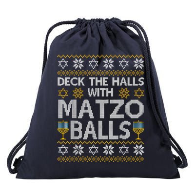 Deck The Halls With Matzo Balls Chanukkah Ugly Hanukkah Drawstring Bag