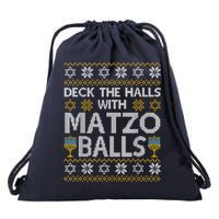 Deck The Halls With Matzo Balls Chanukkah Ugly Hanukkah Drawstring Bag