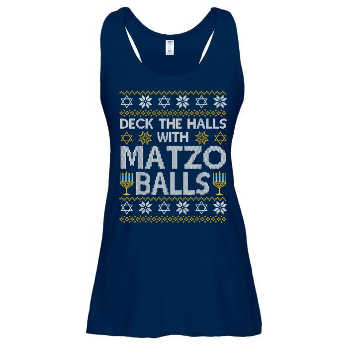 Deck The Halls With Matzo Balls Chanukkah Ugly Hanukkah Ladies Essential Flowy Tank