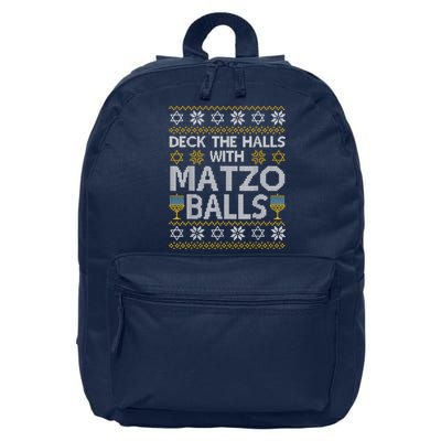 Deck The Halls With Matzo Balls Chanukkah Ugly Hanukkah 16 in Basic Backpack