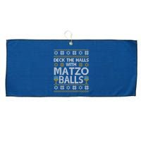 Deck The Halls With Matzo Balls Chanukkah Ugly Hanukkah Large Microfiber Waffle Golf Towel