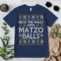 Deck The Halls With Matzo Balls Chanukkah Ugly Hanukkah Premium T-Shirt
