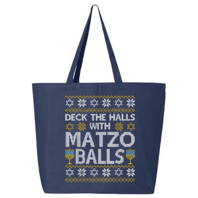 Deck The Halls With Matzo Balls Chanukkah Ugly Hanukkah 25L Jumbo Tote