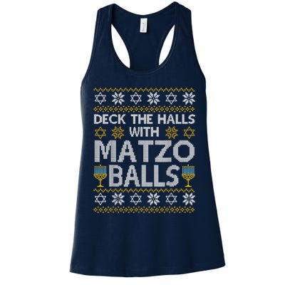 Deck The Halls With Matzo Balls Chanukkah Ugly Hanukkah Womens Tank Top