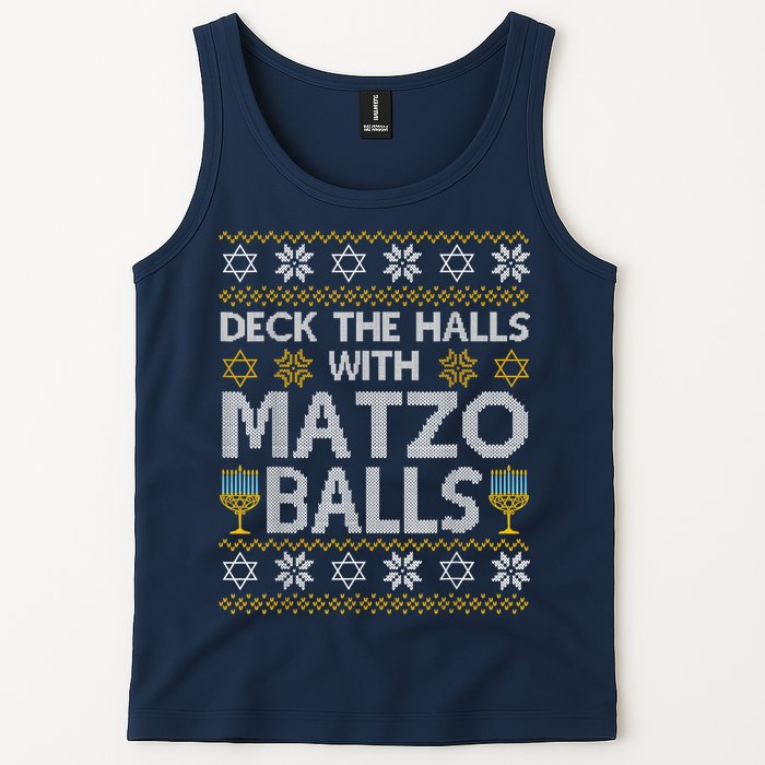 Deck The Halls With Matzo Balls Chanukkah Ugly Hanukkah Tank Top