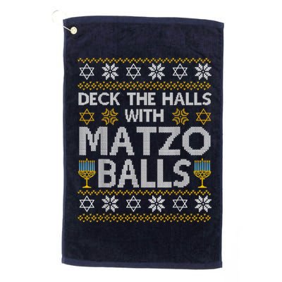 Deck The Halls With Matzo Balls Chanukkah Ugly Hanukkah Golf Towel