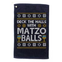Deck The Halls With Matzo Balls Chanukkah Ugly Hanukkah Golf Towel