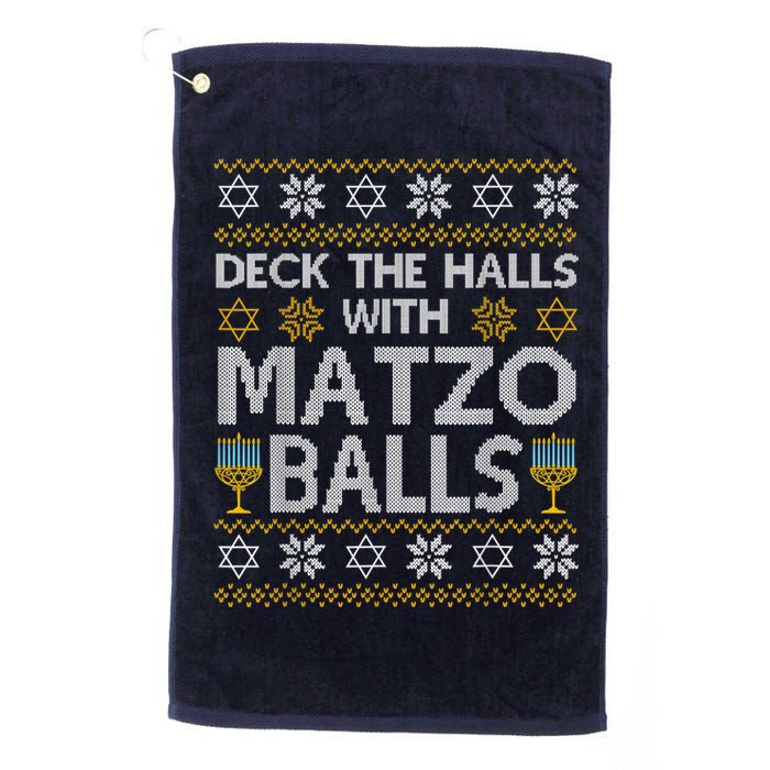 Deck The Halls With Matzo Balls Chanukkah Ugly Hanukkah Golf Towel