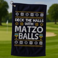 Deck The Halls With Matzo Balls Chanukkah Ugly Hanukkah Golf Towel