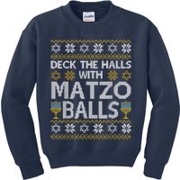 Deck The Halls With Matzo Balls Chanukkah Ugly Hanukkah Kids Sweatshirt