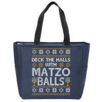 Deck The Halls With Matzo Balls Chanukkah Ugly Hanukkah Zip Tote Bag