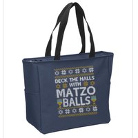 Deck The Halls With Matzo Balls Chanukkah Ugly Hanukkah Zip Tote Bag