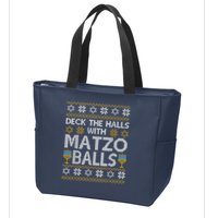 Deck The Halls With Matzo Balls Chanukkah Ugly Hanukkah Zip Tote Bag