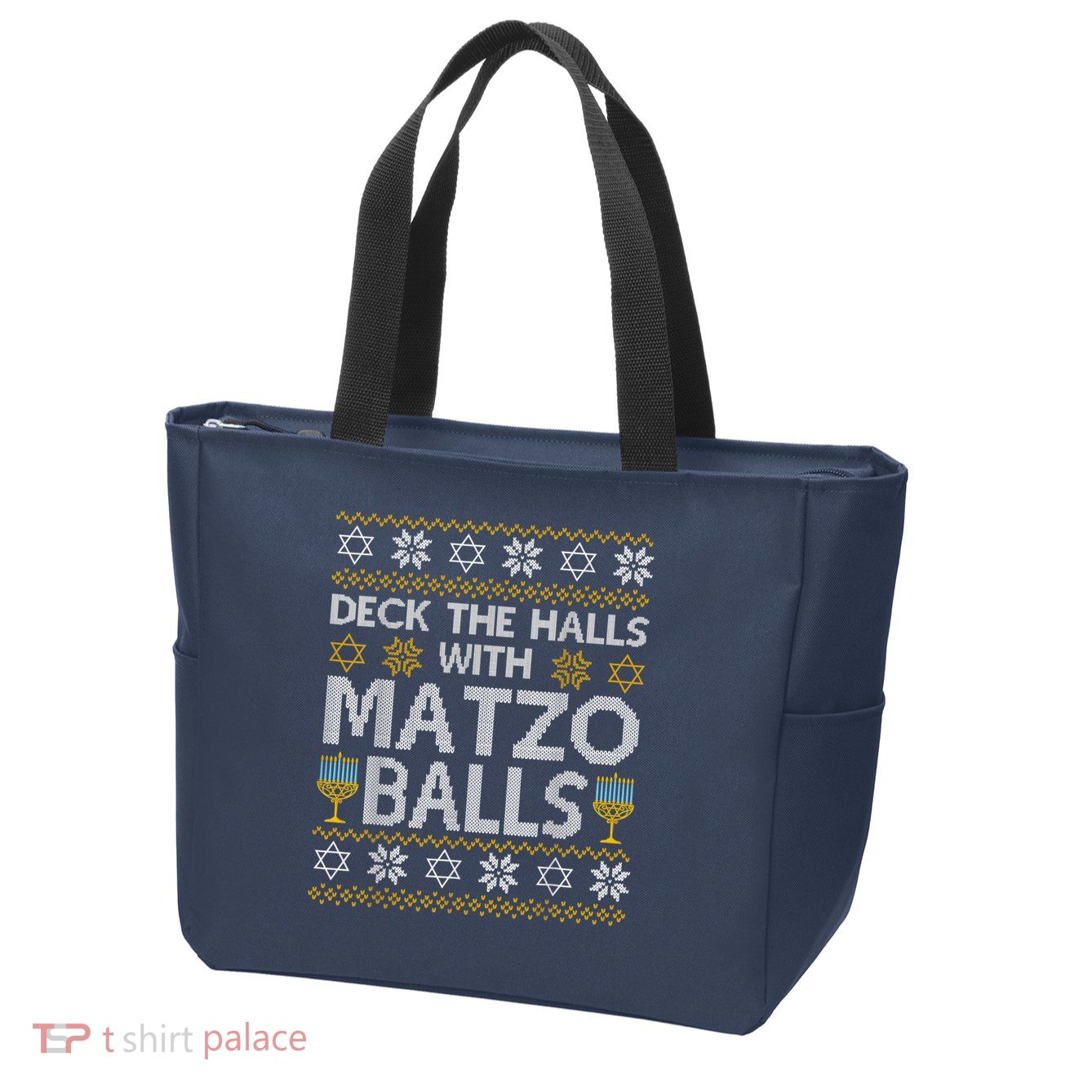 Deck The Halls With Matzo Balls Chanukkah Ugly Hanukkah Zip Tote Bag