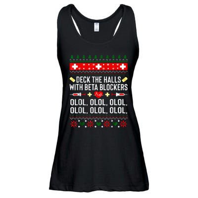 Deck the Halls with beta blockers Nurse Christmas Ugly Xmas Ladies Essential Flowy Tank