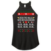 Deck the Halls with beta blockers Nurse Christmas Ugly Xmas Women's Perfect Tri Rocker Tank