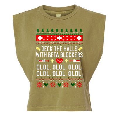 Deck the Halls with beta blockers Nurse Christmas Ugly Xmas Garment-Dyed Women's Muscle Tee