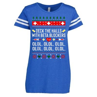 Deck the Halls with beta blockers Nurse Christmas Ugly Xmas Enza Ladies Jersey Football T-Shirt