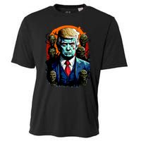 Donald Trump Halloween Silhouette With Zombies Cooling Performance Crew T-Shirt