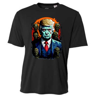 Donald Trump Halloween Silhouette With Zombies Cooling Performance Crew T-Shirt