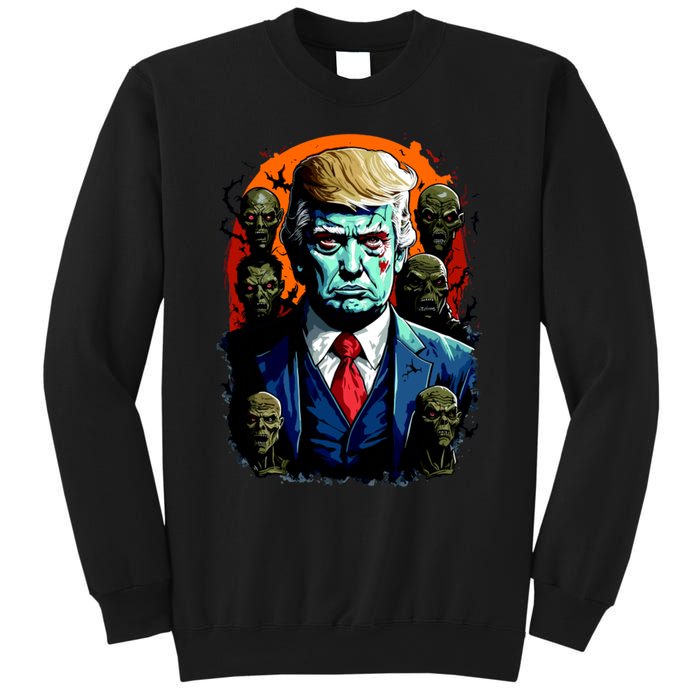 Donald Trump Halloween Silhouette With Zombies Sweatshirt