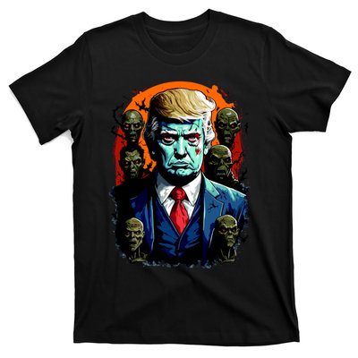 Donald Trump Halloween Silhouette With Zombies T-Shirt