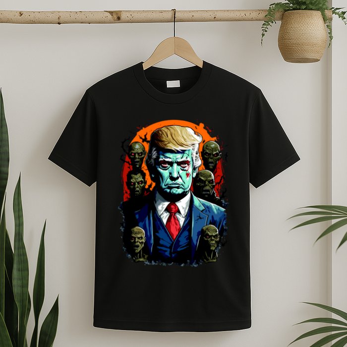 Donald Trump Halloween Silhouette With Zombies T-Shirt