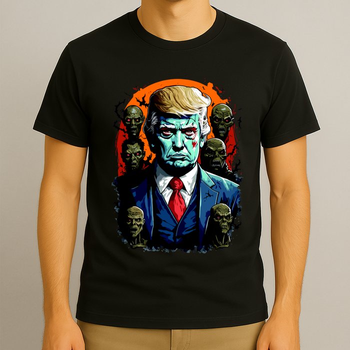 Donald Trump Halloween Silhouette With Zombies T-Shirt