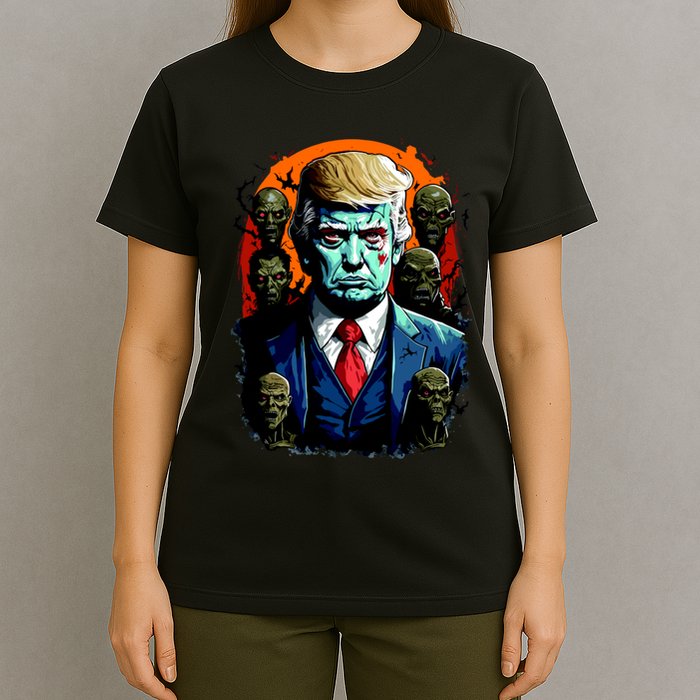 Donald Trump Halloween Silhouette With Zombies T-Shirt