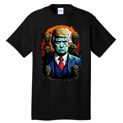 Donald Trump Halloween Silhouette With Zombies Tall T-Shirt