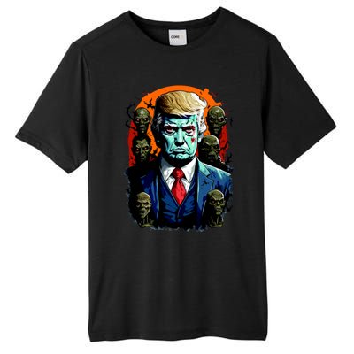 Donald Trump Halloween Silhouette With Zombies Tall Fusion ChromaSoft Performance T-Shirt