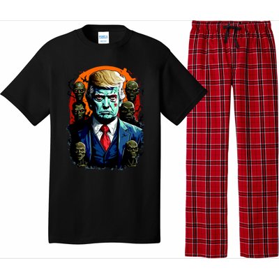 Donald Trump Halloween Silhouette With Zombies Pajama Set