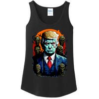 Donald Trump Halloween Silhouette With Zombies Ladies Essential Tank