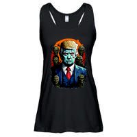 Donald Trump Halloween Silhouette With Zombies Ladies Essential Flowy Tank