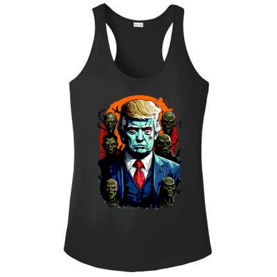 Donald Trump Halloween Silhouette With Zombies Ladies PosiCharge Competitor Racerback Tank