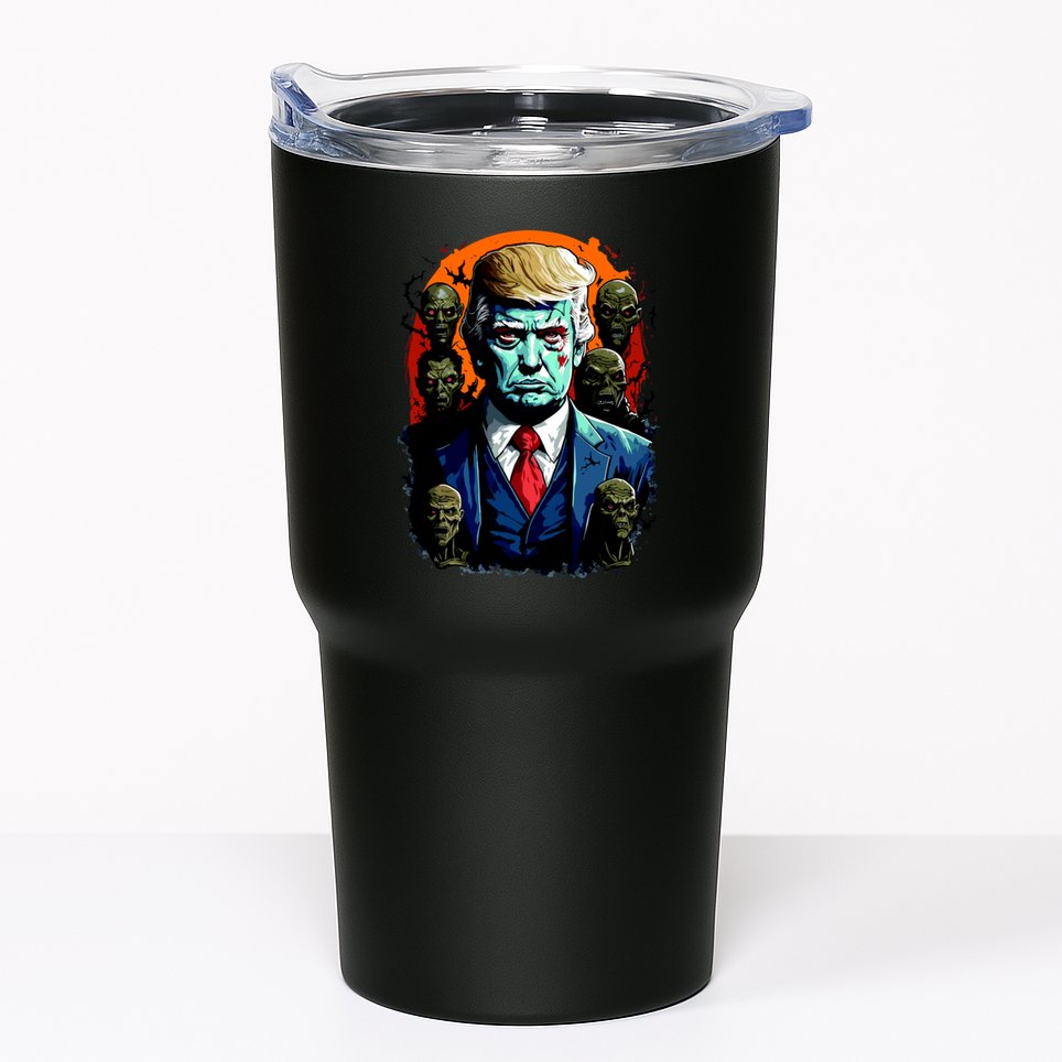 Donald Trump Halloween Silhouette With Zombies Tumbler