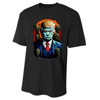 Donald Trump Halloween Silhouette With Zombies Performance Sprint T-Shirt