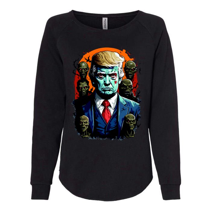 Donald Trump Halloween Silhouette With Zombies Womens California Wash Sweatshirt