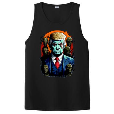 Donald Trump Halloween Silhouette With Zombies PosiCharge Competitor Tank