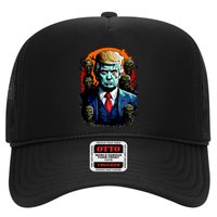 Donald Trump Halloween Silhouette With Zombies Trucker Hat
