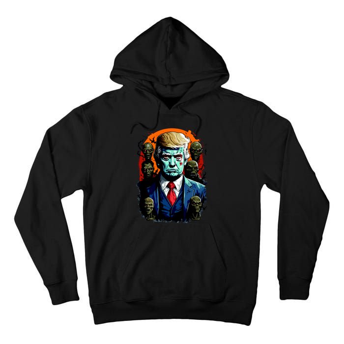 Donald Trump Halloween Silhouette With Zombies Tall Hoodie