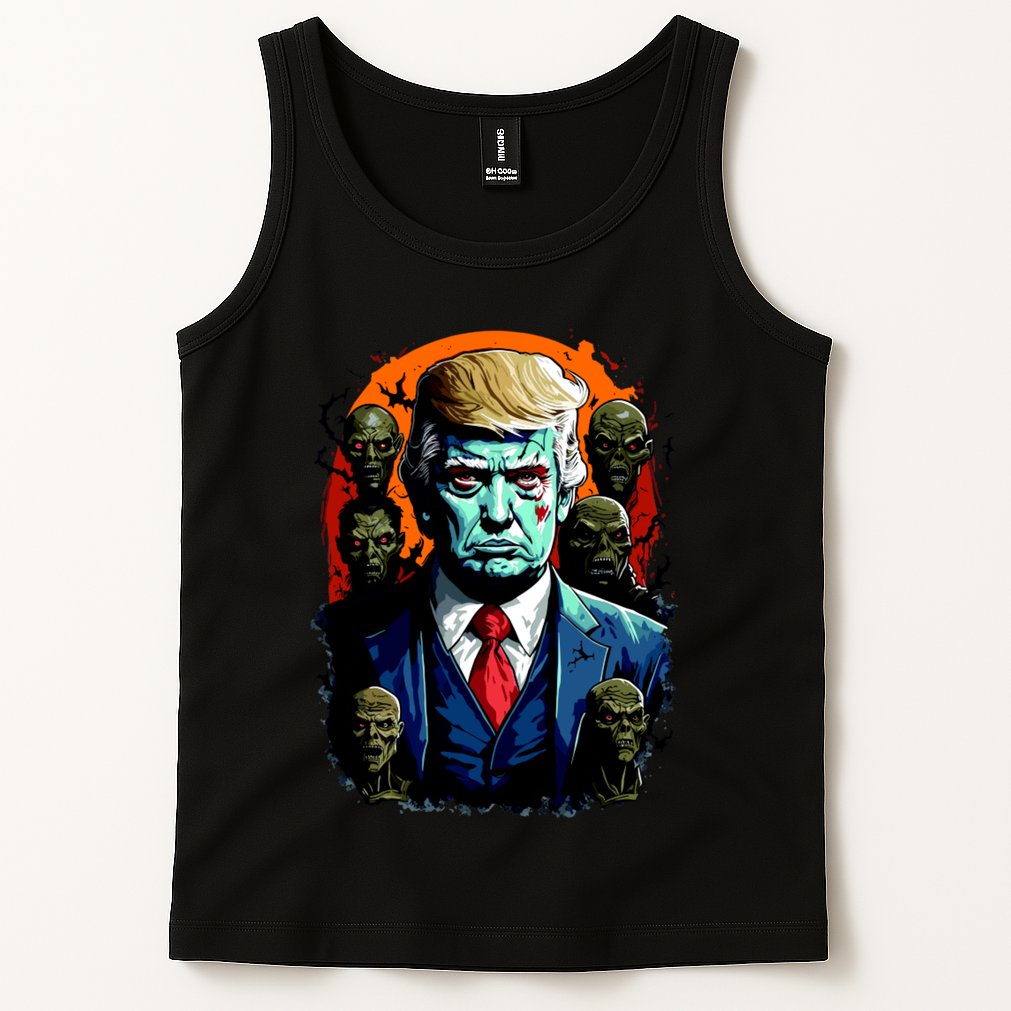 Donald Trump Halloween Silhouette With Zombies Tank Top