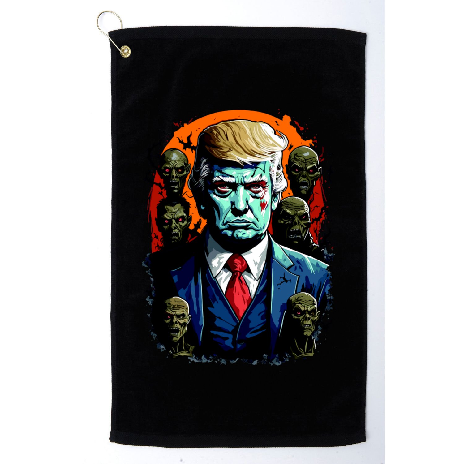 Donald Trump Halloween Silhouette With Zombies Golf Towel