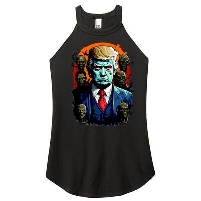 Donald Trump Halloween Silhouette With Zombies Women's Perfect Tri Rocker Tank