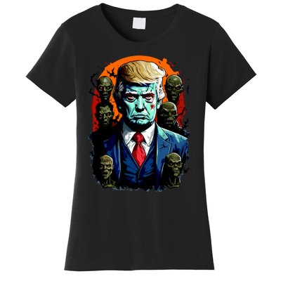 Donald Trump Halloween Silhouette With Zombies Women's T-Shirt