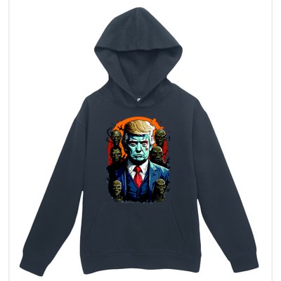 Donald Trump Halloween Silhouette With Zombies Urban Pullover Hoodie