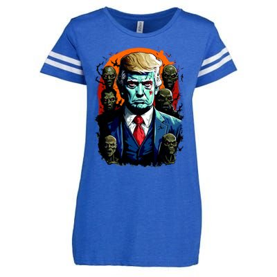 Donald Trump Halloween Silhouette With Zombies Enza Ladies Jersey Football T-Shirt